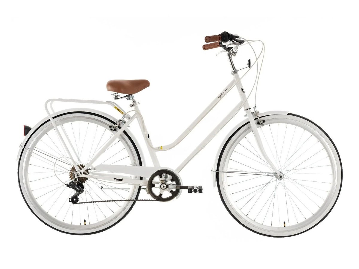 Pedal Uptown step-through city cruiser in Classic White